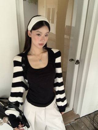 striped knit cardigan