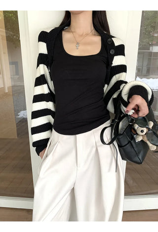 striped knit cardigan