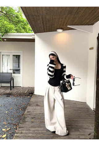 striped knit cardigan