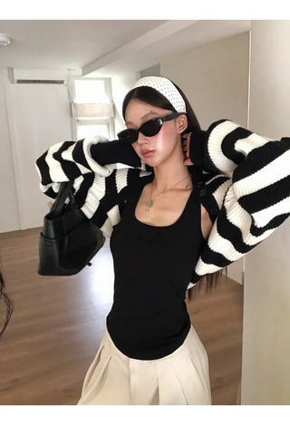 striped knit cardigan