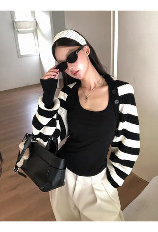 striped knit cardigan