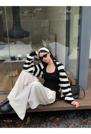 striped knit cardigan