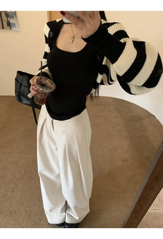 striped knit cardigan