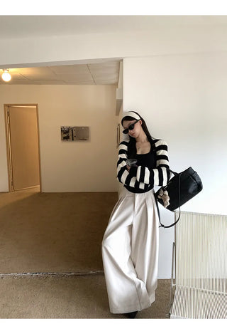 striped knit cardigan