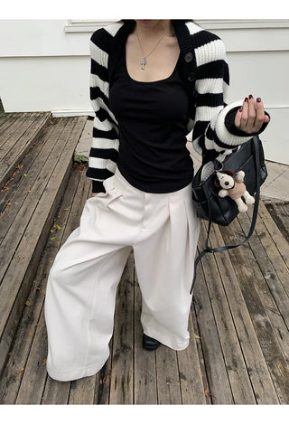 striped knit cardigan