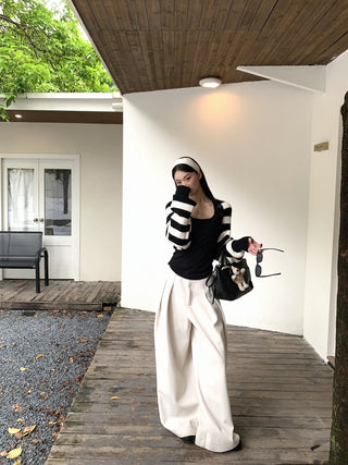 striped knit cardigan