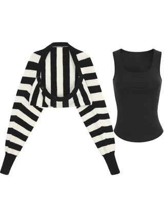 striped knit cardigan