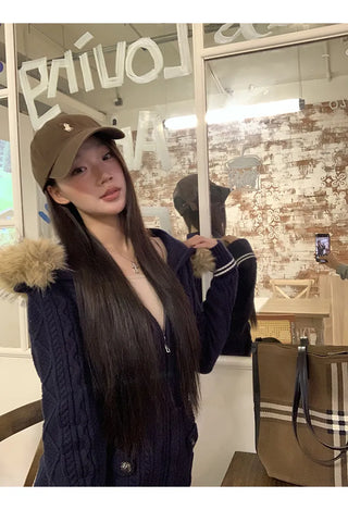 hooded knit cardigan