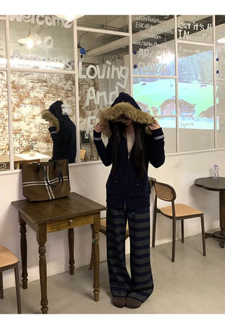 hooded knit cardigan