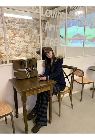 hooded knit cardigan