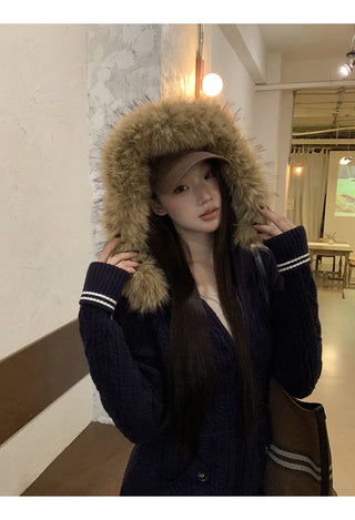 hooded knit cardigan