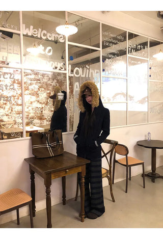 hooded knit cardigan