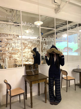 hooded knit cardigan