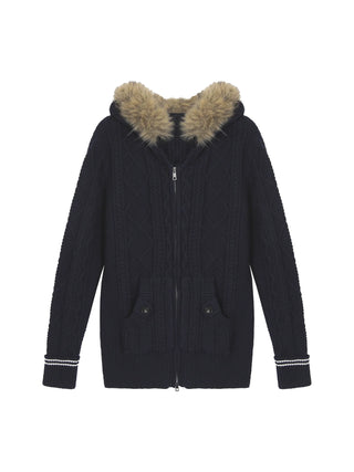 hooded knit cardigan