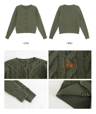 green knit cardigan