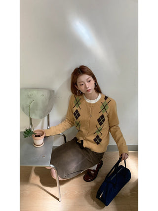 yellow knit cardigan