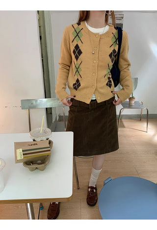 yellow knit cardigan