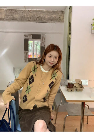 yellow knit cardigan