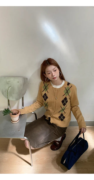 yellow knit cardigan