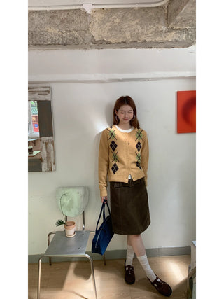 yellow knit cardigan