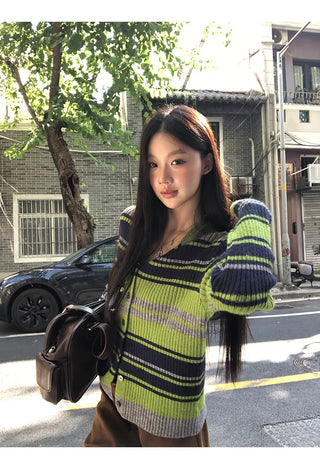 striped cardigan set