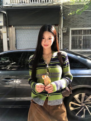 striped cardigan set