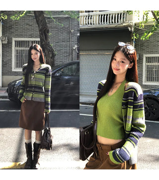 striped cardigan set