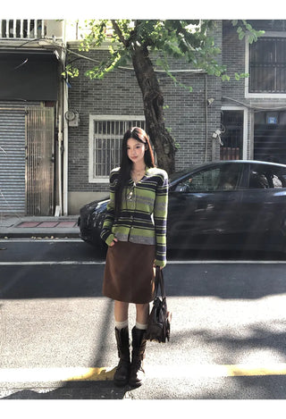 striped cardigan set