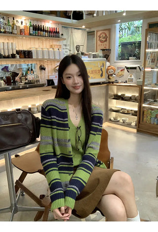 striped cardigan set