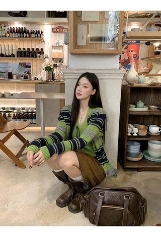 striped cardigan set