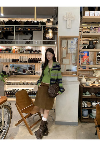 striped cardigan set