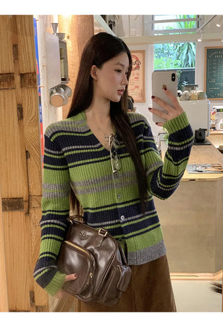 striped cardigan set