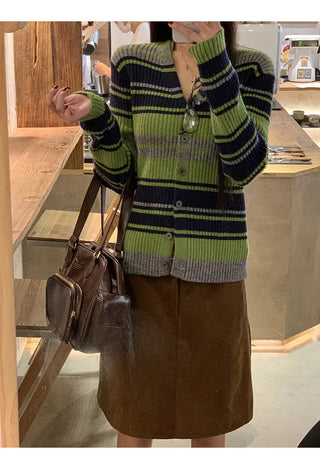 striped cardigan set