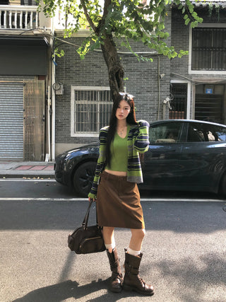 striped cardigan set