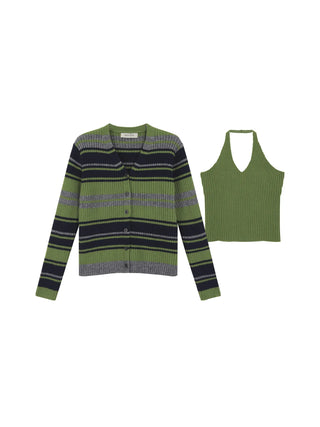 striped cardigan set