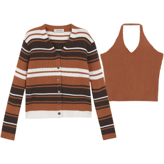 striped cardigan set