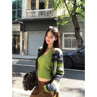 striped cardigan set