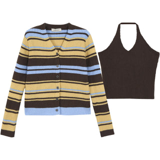 striped cardigan set