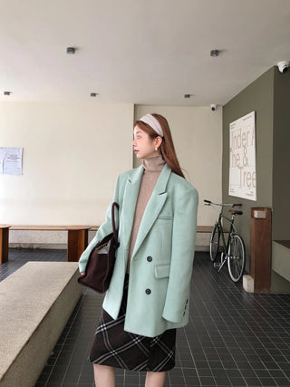 green wool coat