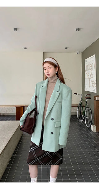 green wool coat
