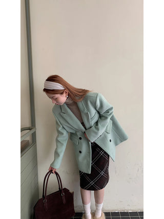 green wool coat