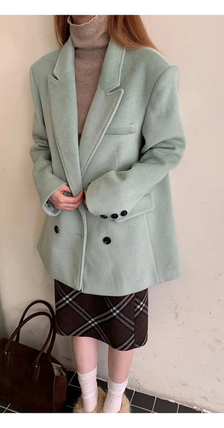 green wool coat
