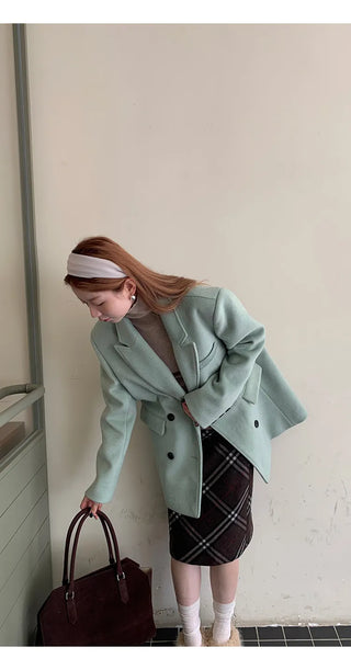 green wool coat