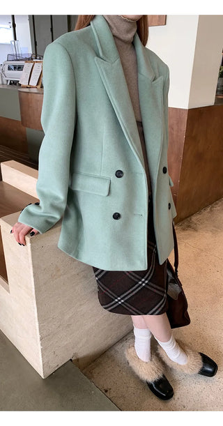 green wool coat