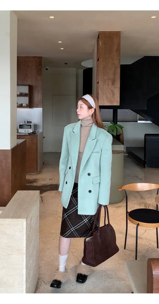 green wool coat