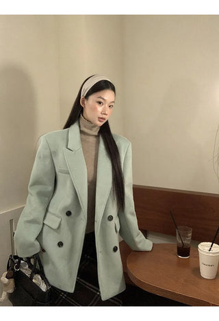 green wool coat