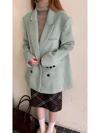 green wool coat