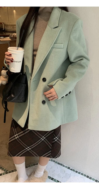green wool coat