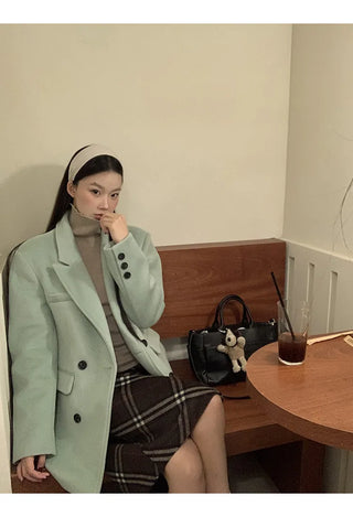 green wool coat