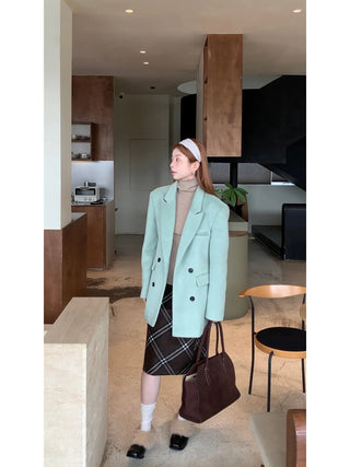 green wool coat